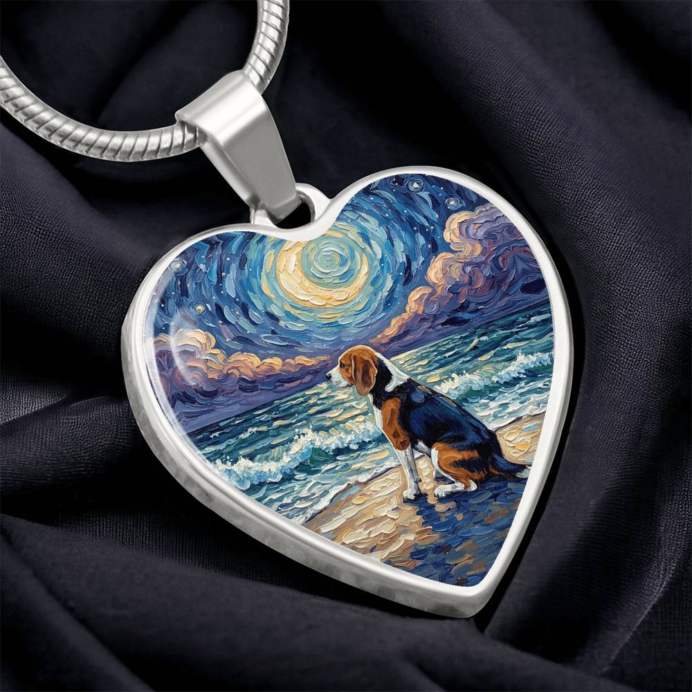 Beach Night - Beagle Heart Necklace