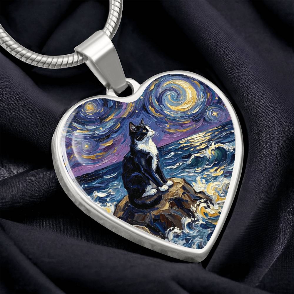 Beach Night - Tuxedo Cat Heart