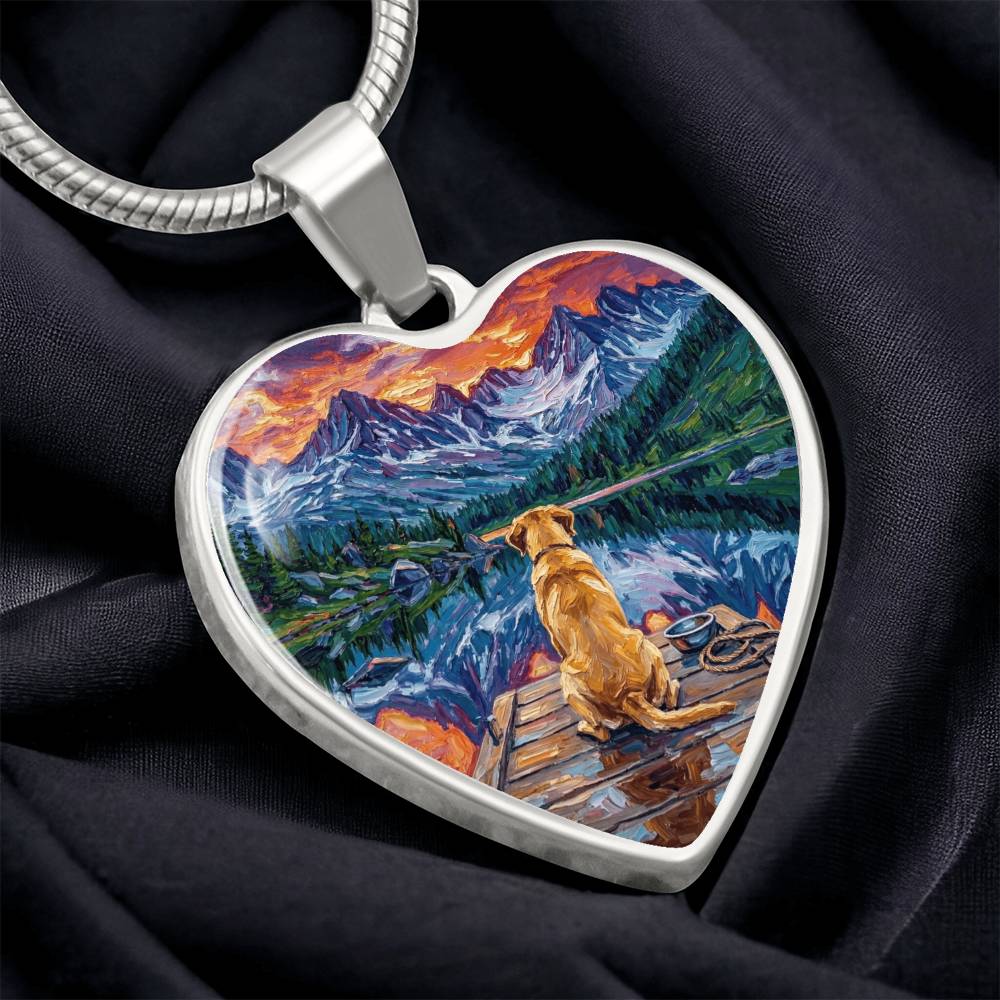 On The Dock - Yellow Labrador Heart Necklace