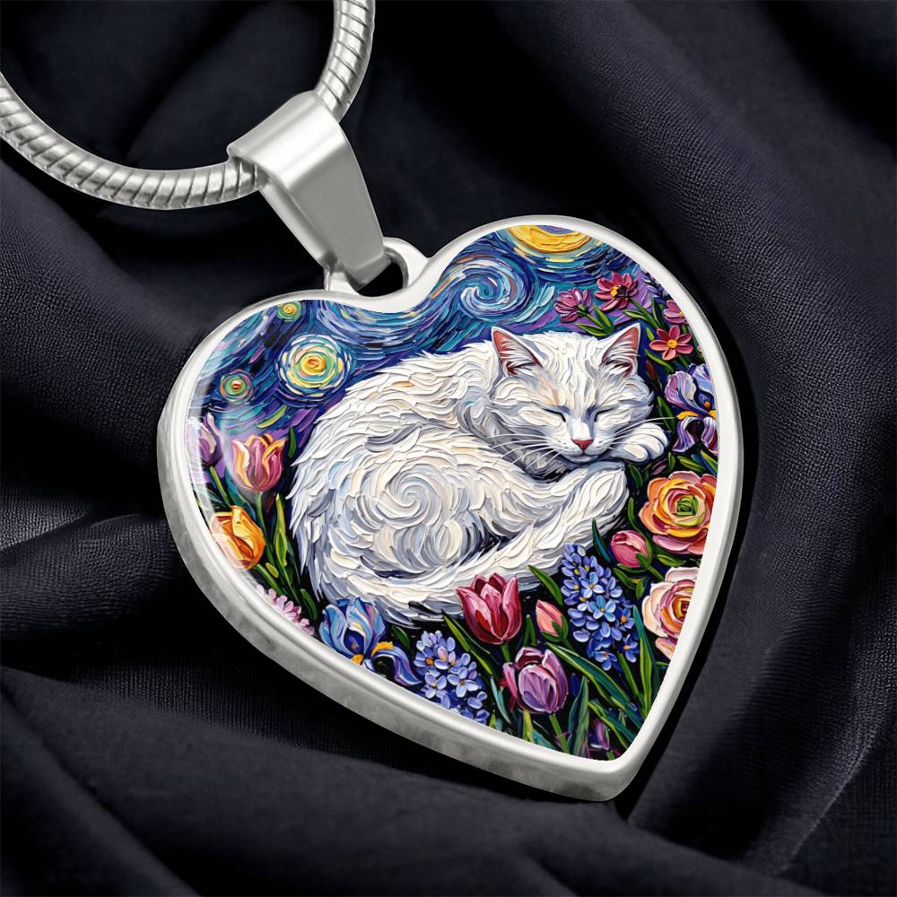 Amongst The Flowers - White Cat Heart
