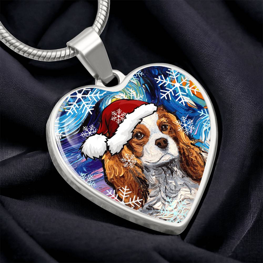 Santa Blenheim Spaniel Heart Necklace