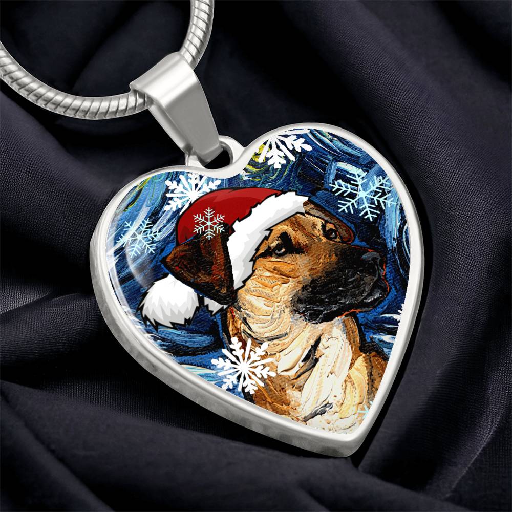 Santa Black Mouth Cur Heart Necklace