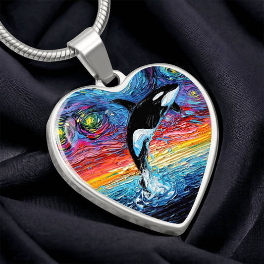 Orca Starry Night Heart Necklace