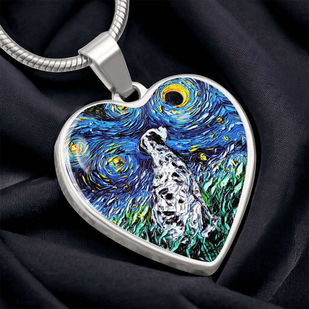 Dalmatian Starry Night Heart Necklace