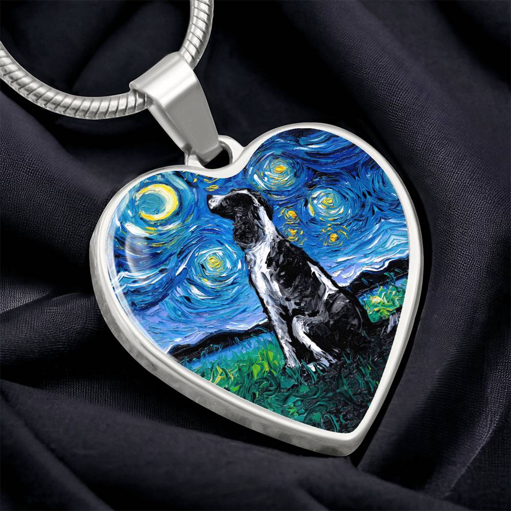 blackandwhiteenglishspringerspanielheartpendant