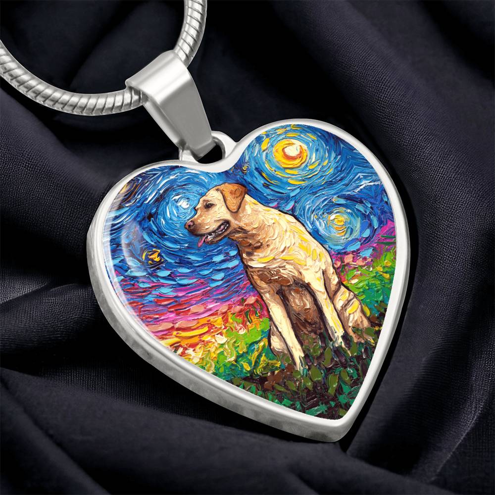 Yellow Labrador Starry Night Heart Bangle Bracelet
