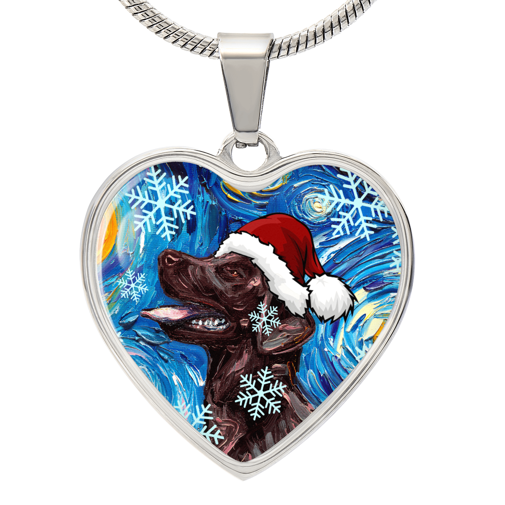 Chocolate Labrador Christmas Necklace