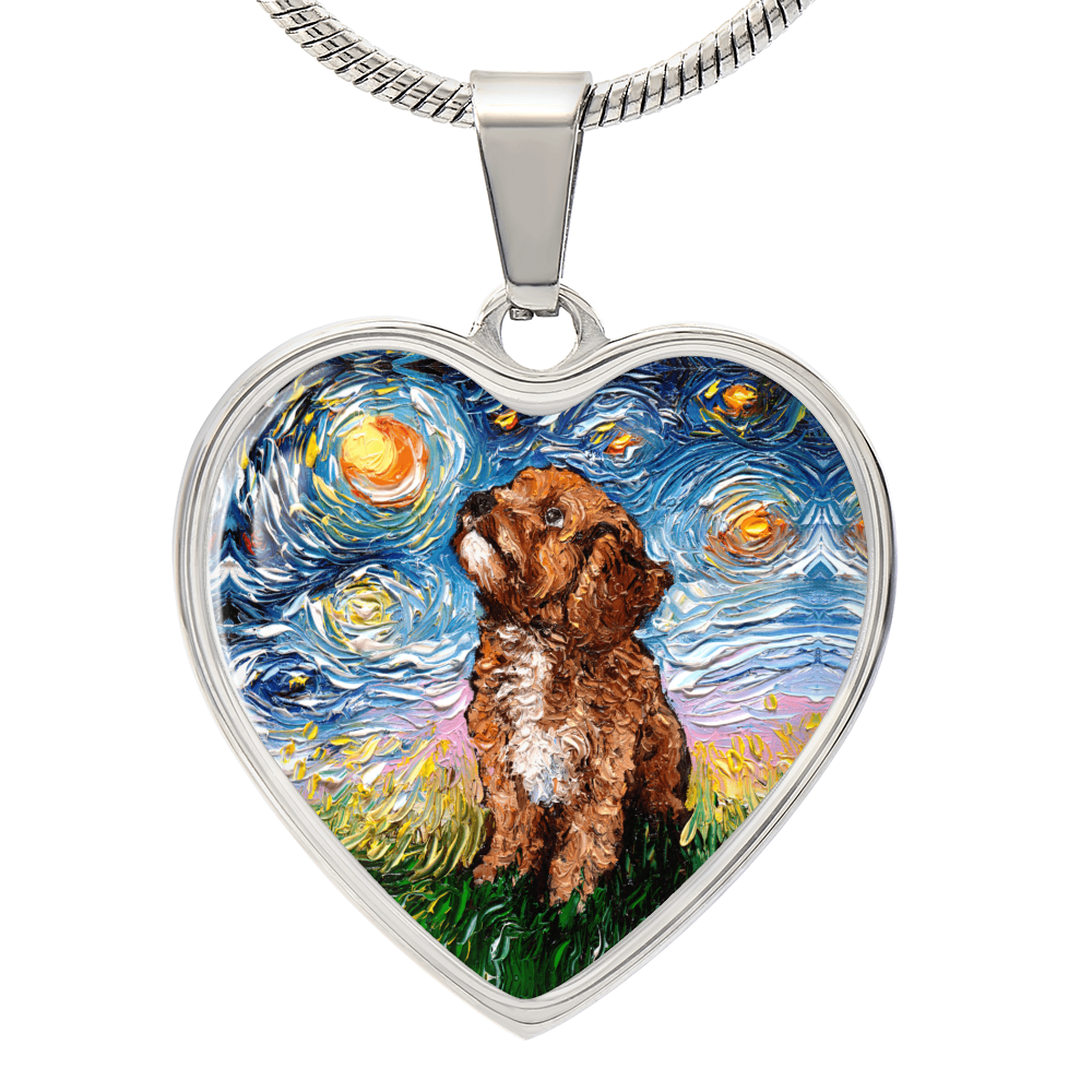 Cavapoo Starry Night Heart Necklace