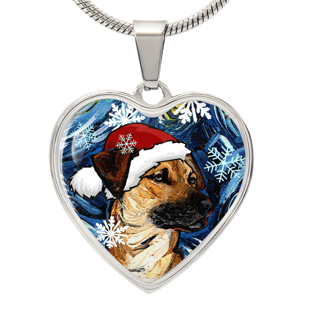 Santa Black Mouth Cur Heart Necklace