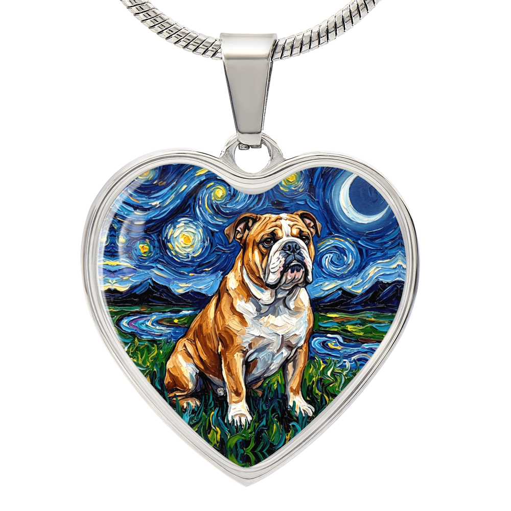 Bulldog Night Heart Necklace