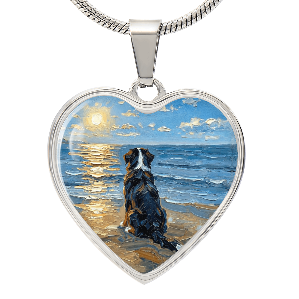 Beach Day - Bernese Mountain Dog Heart Necklace