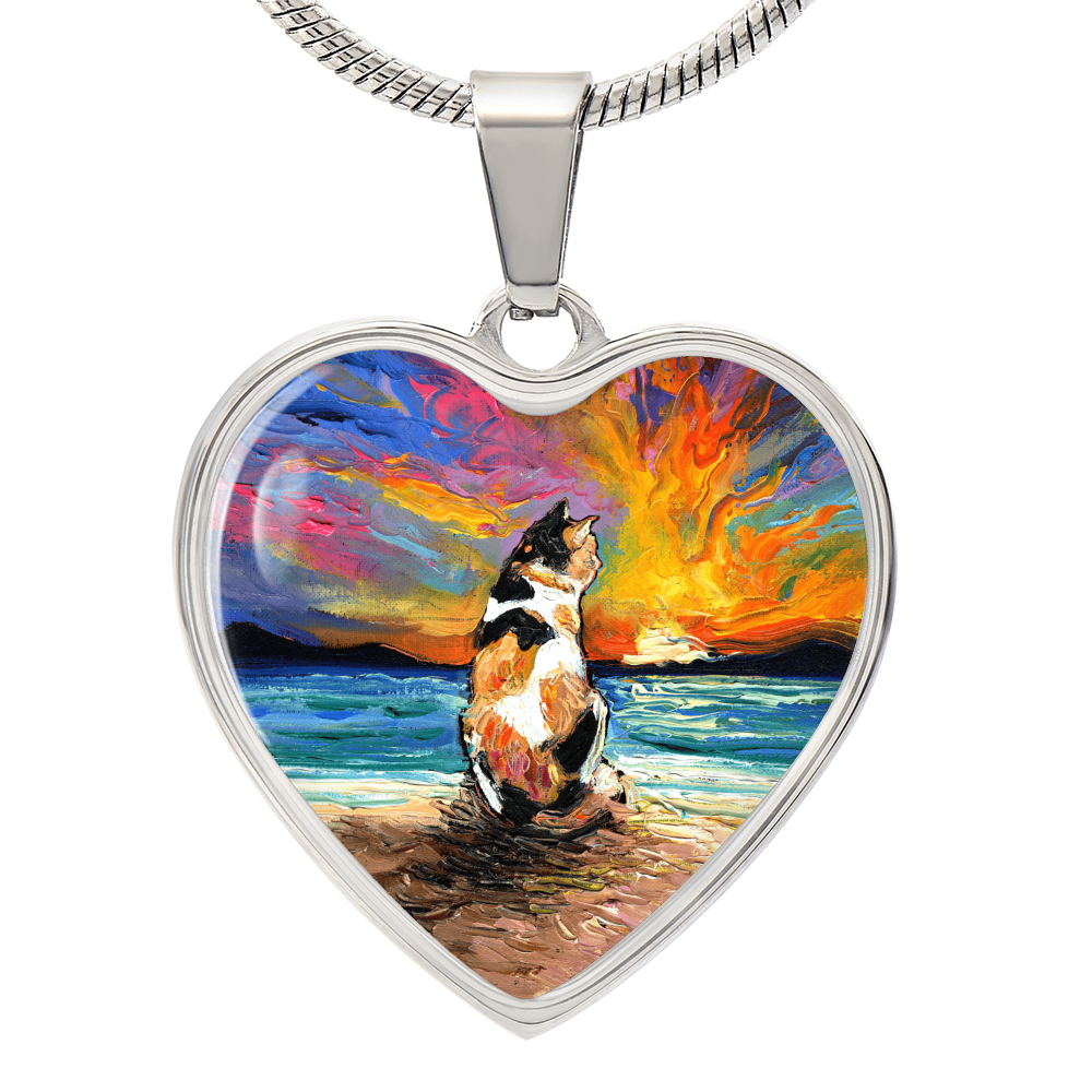 Beach Days - Calico Cat Heart Necklace