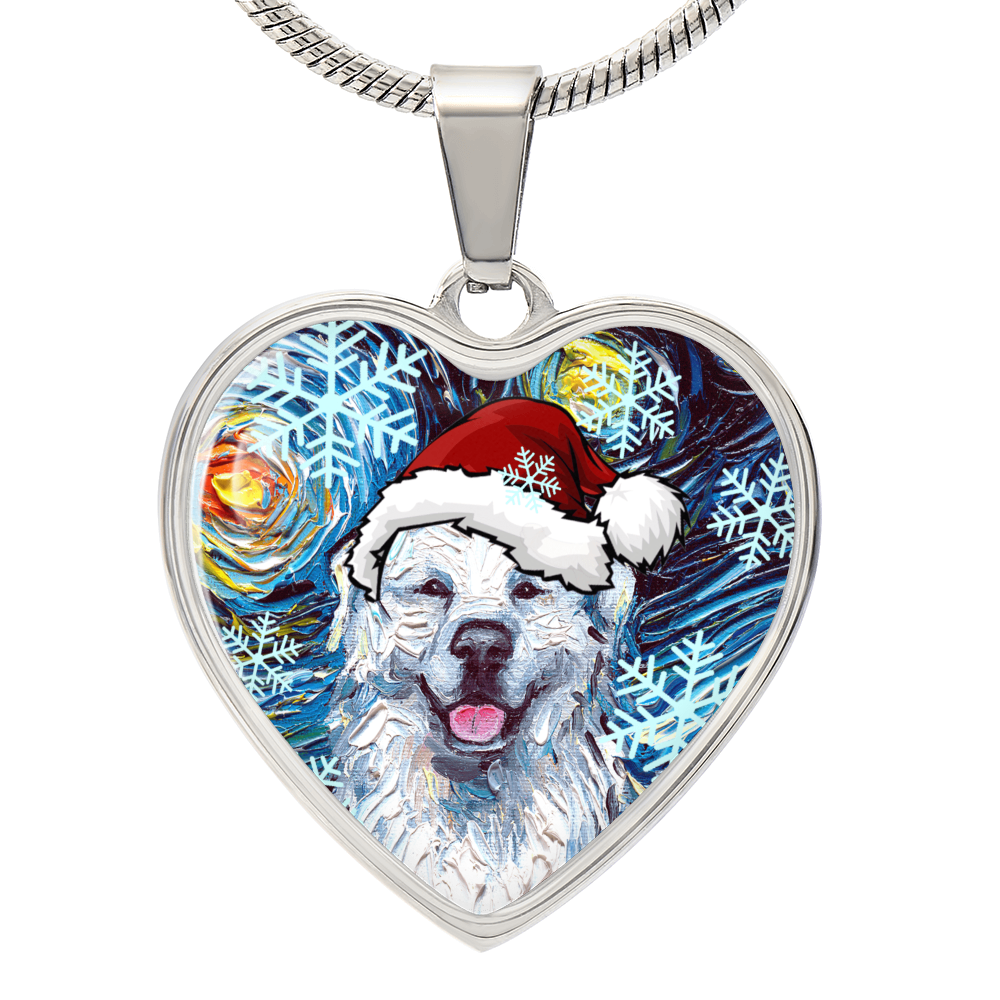 Great Pyrenees Christmas Heart Necklace