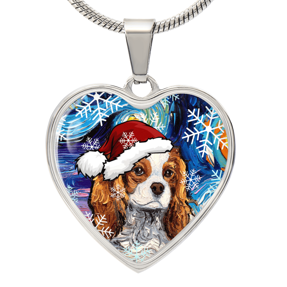 Santa Blenheim Spaniel Heart Necklace