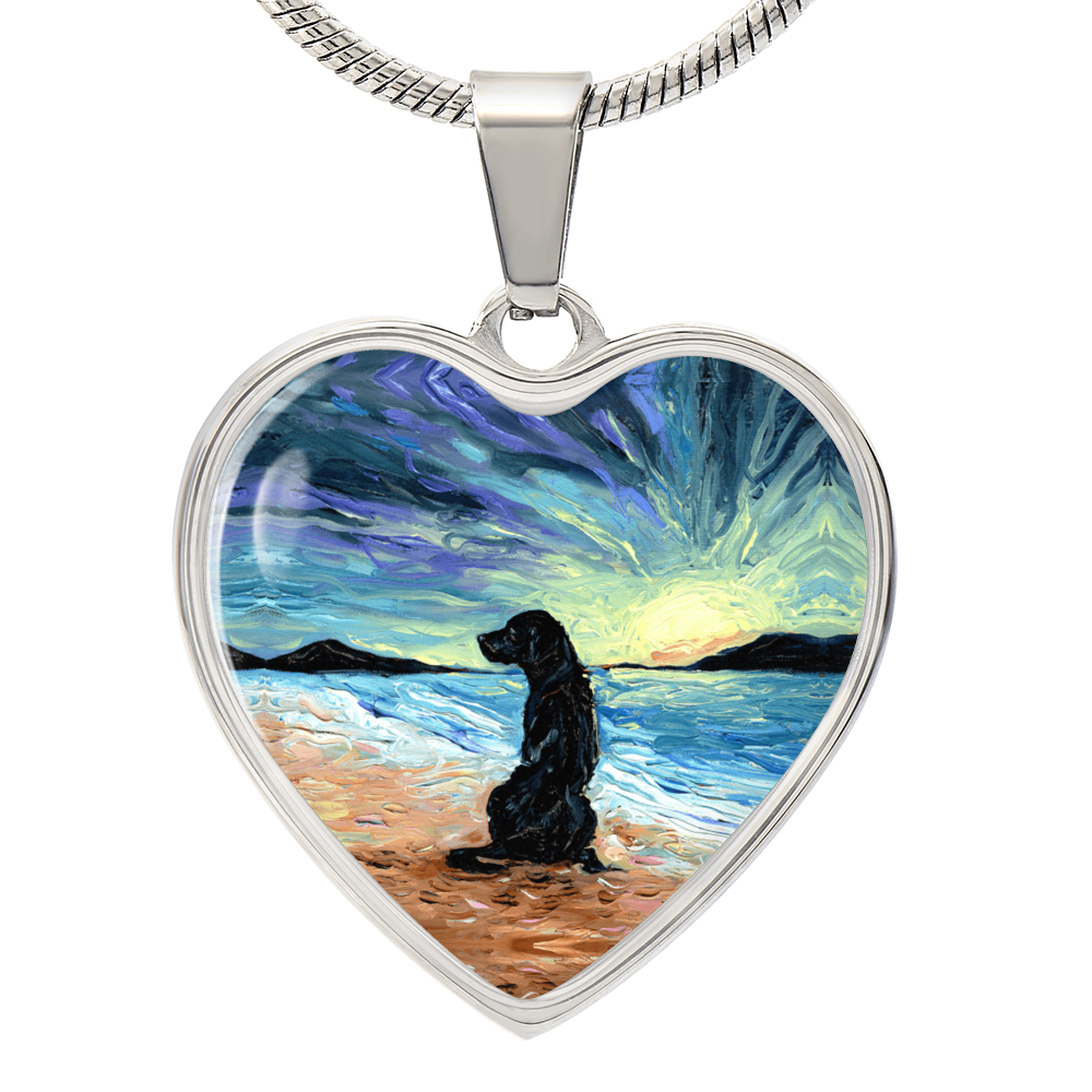 Beach Days - Black Labrador Heart Necklace