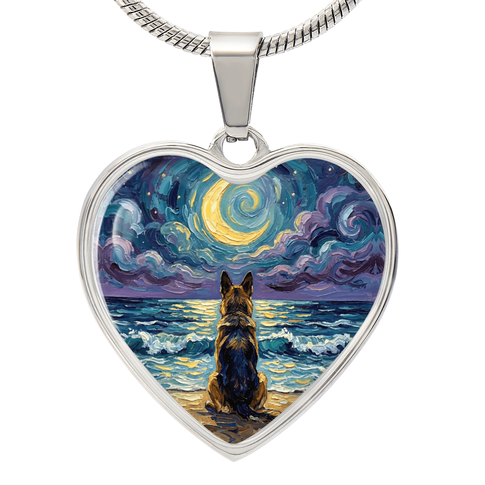 Beach Night - German Shepherd Heart Necklace