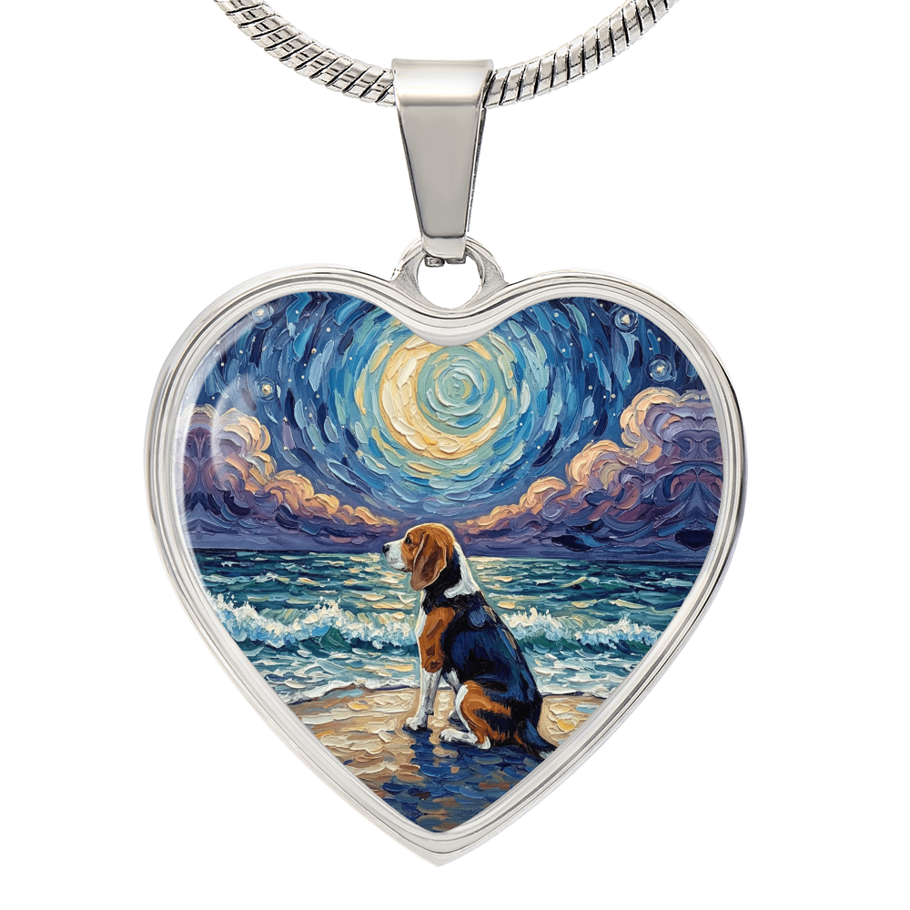 Beach Night - Beagle Heart Necklace
