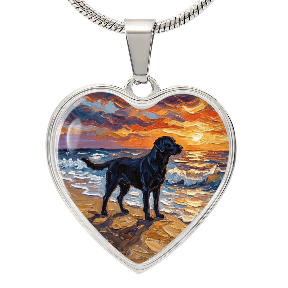 Summer Sunset - Black Labrador Heart Necklace