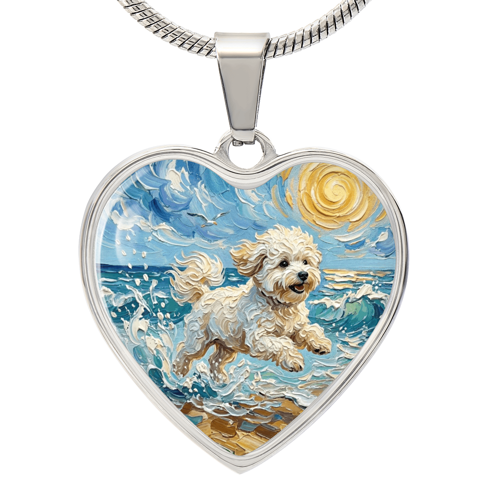 Beach Day - Bichon Frise 2 Heart Necklace