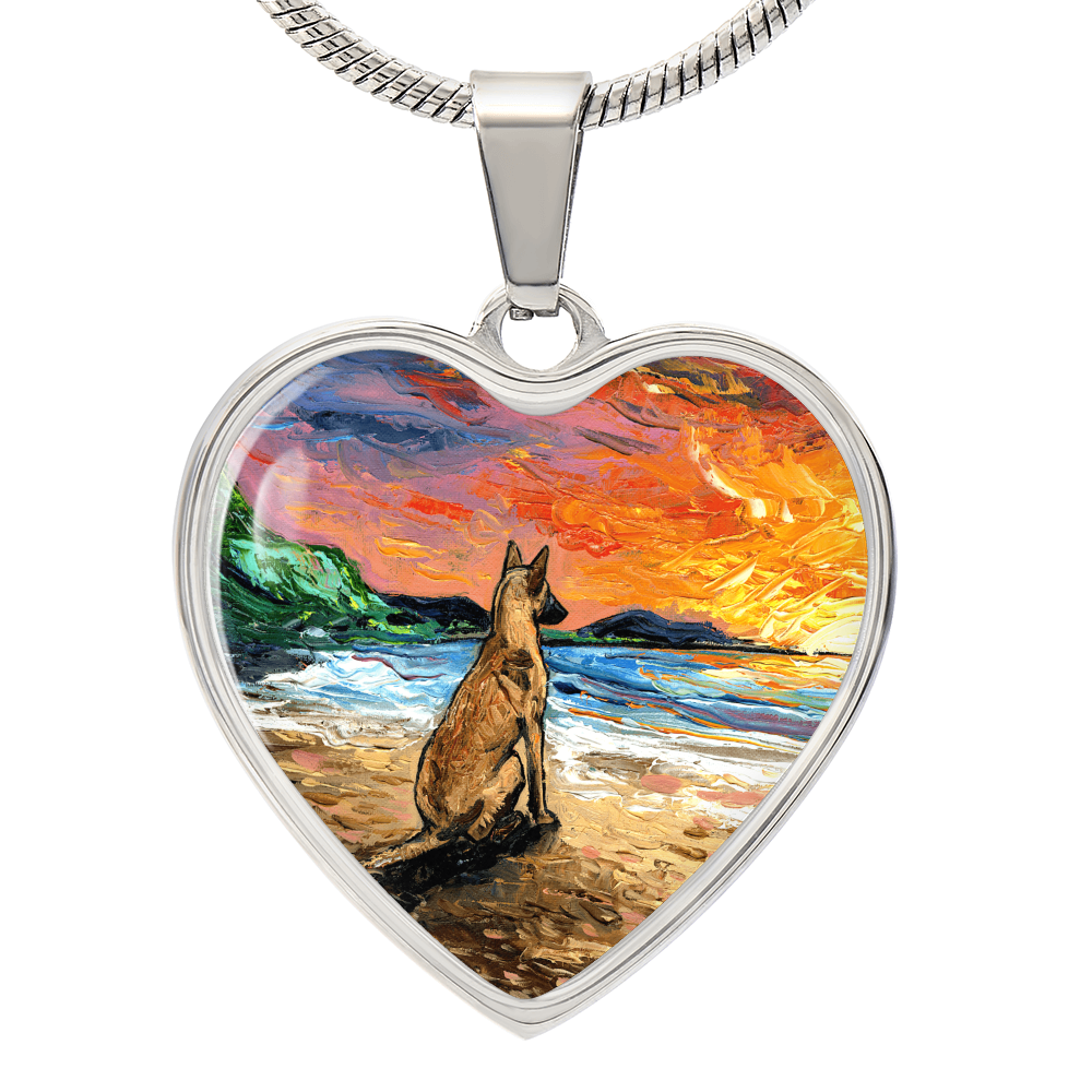 Beach Days - Belgian Malinois Heart Necklace