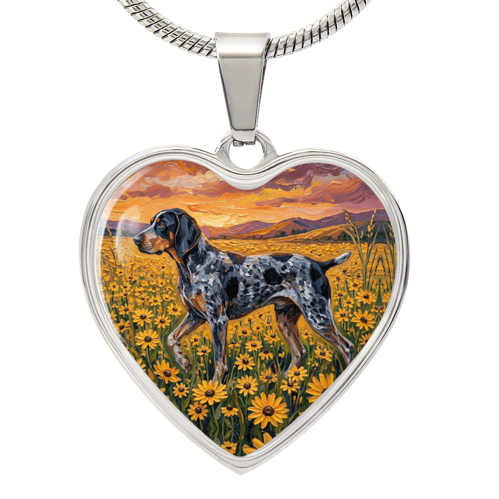 Amongst The Flowers - Blue Tick Coonhound Heart Necklace