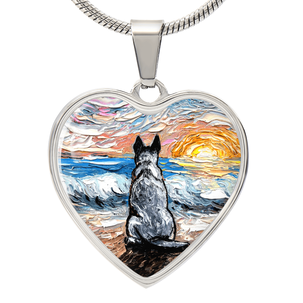 Beach Days - Blue Heeler Heart Necklace