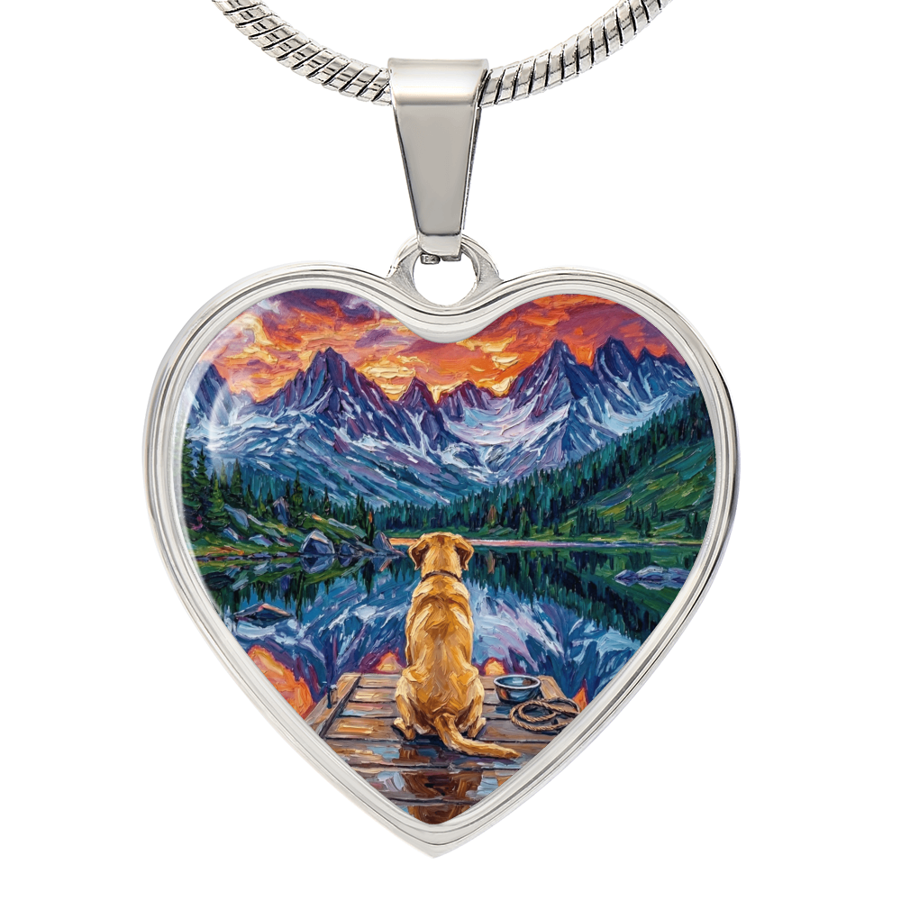 On The Dock - Yellow Labrador Heart Necklace