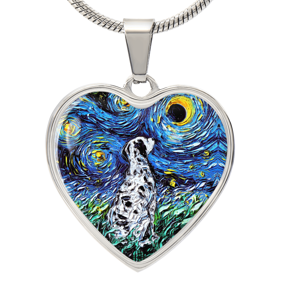 Dalmatian Starry Night Heart Necklace