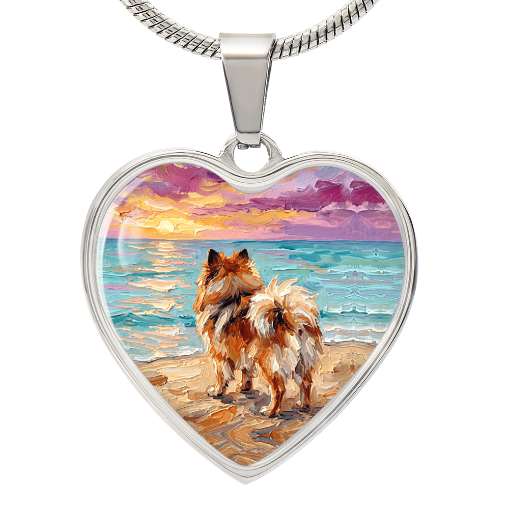 Summer Sunset - Pomeranian Heart Necklace