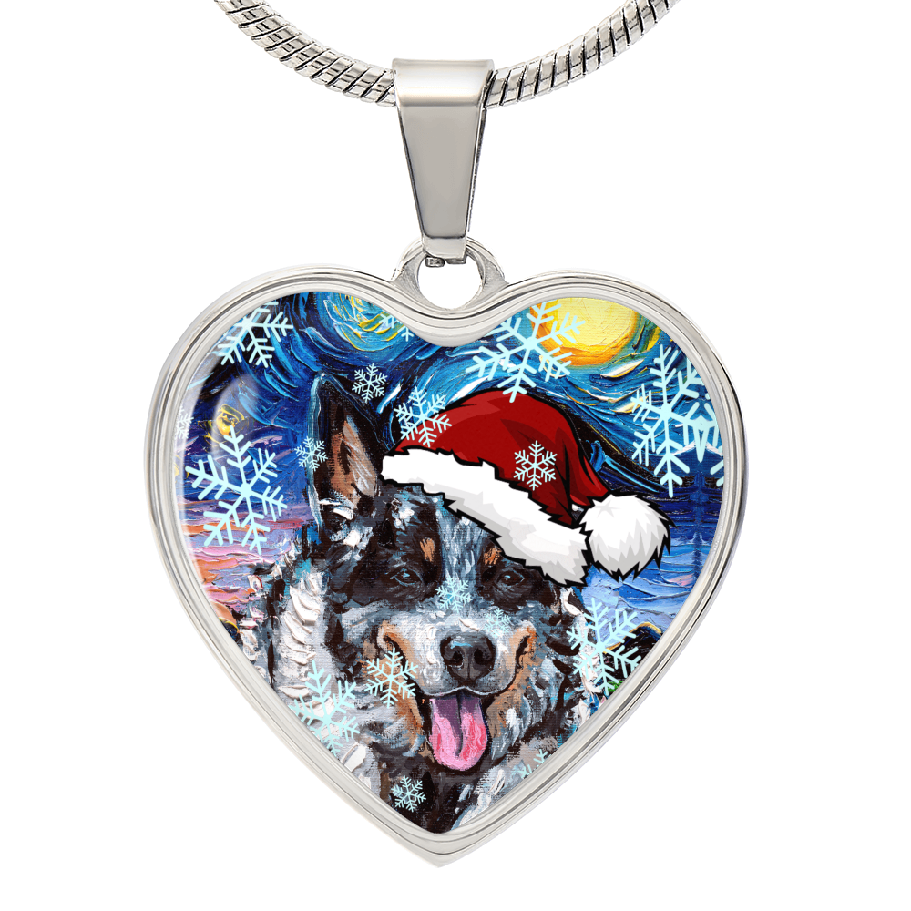 Santa Australian Cattle Dog Heart Keychain
