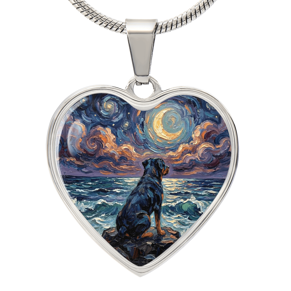 Beach Night - Rottweiler Heart Necklace