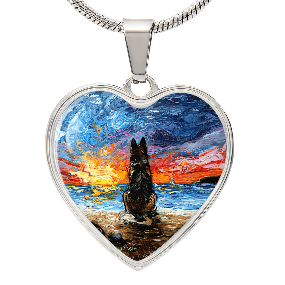 Beach Days - German Shepherd Heart Necklace