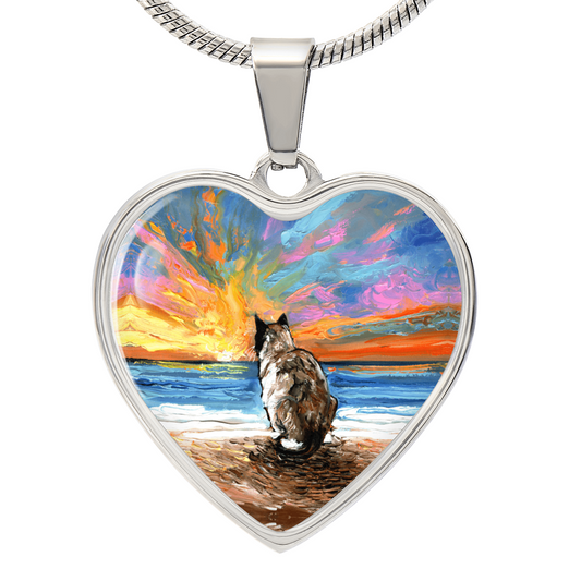 Beach Days - Snowshoe Cat Heart Necklace