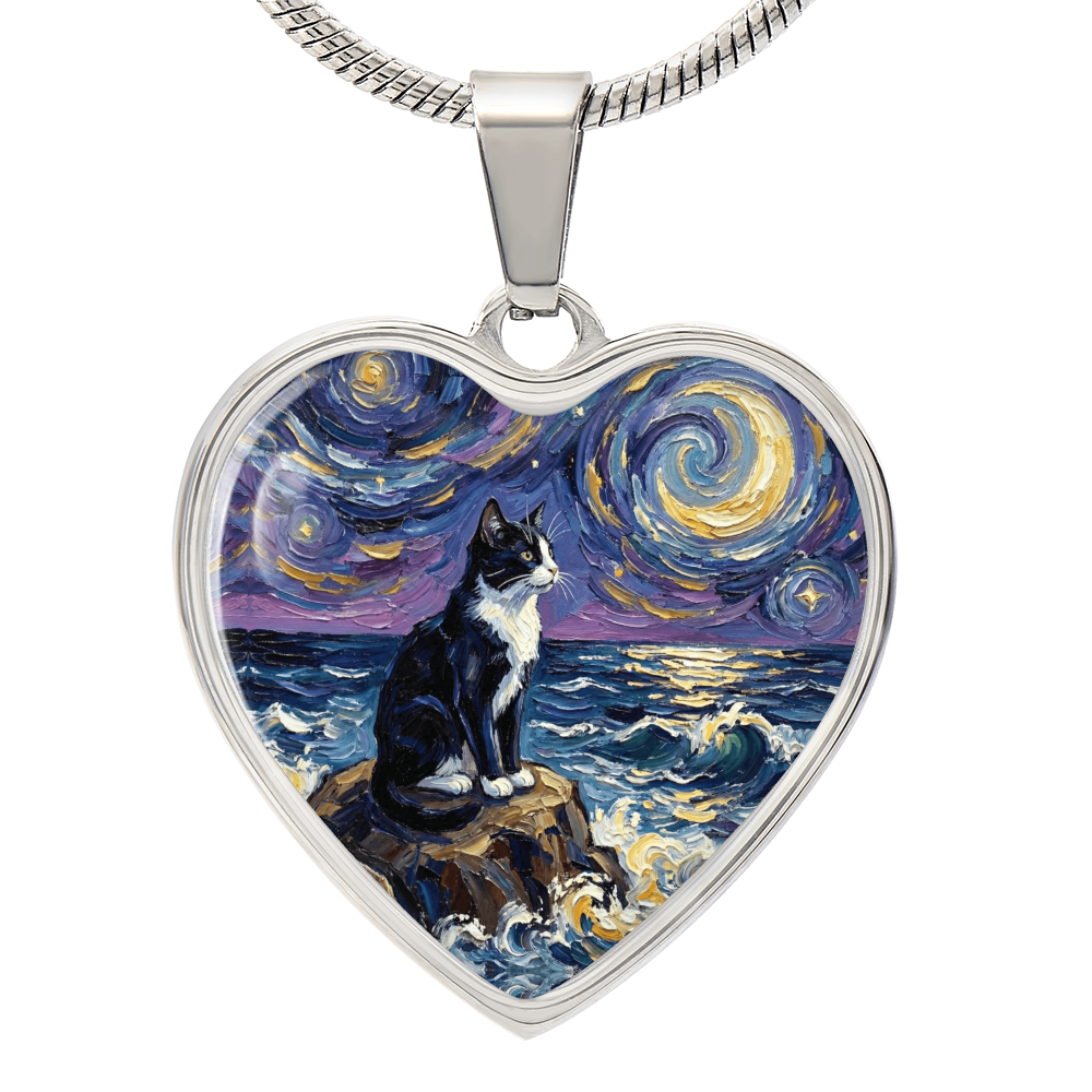 Beach Night - Tuxedo Cat Heart