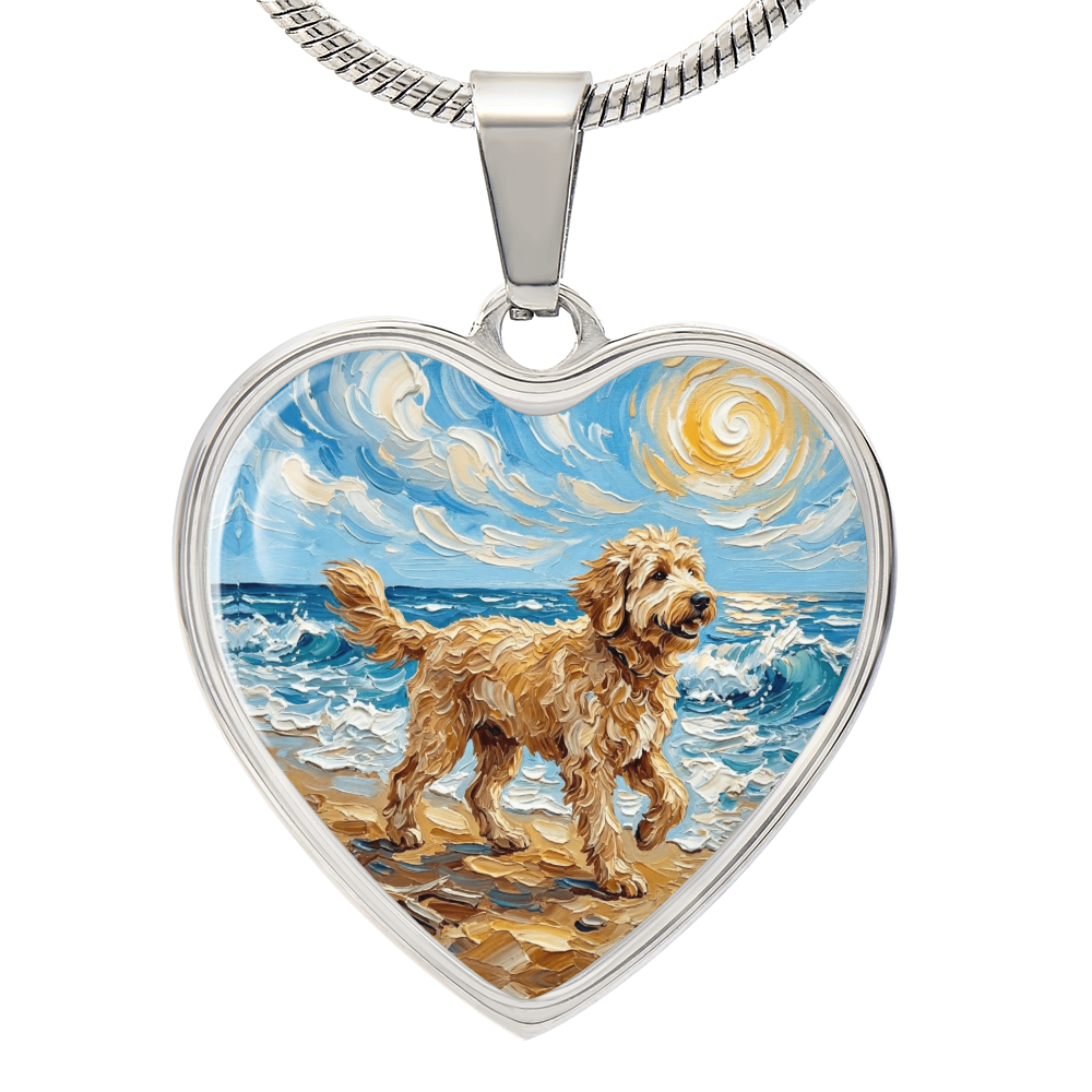 Beach Day - Goldendoodle Heart Necklace