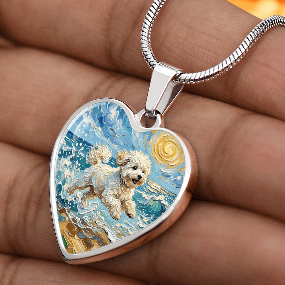 Beach Day - Bichon Frise 2 Heart Necklace