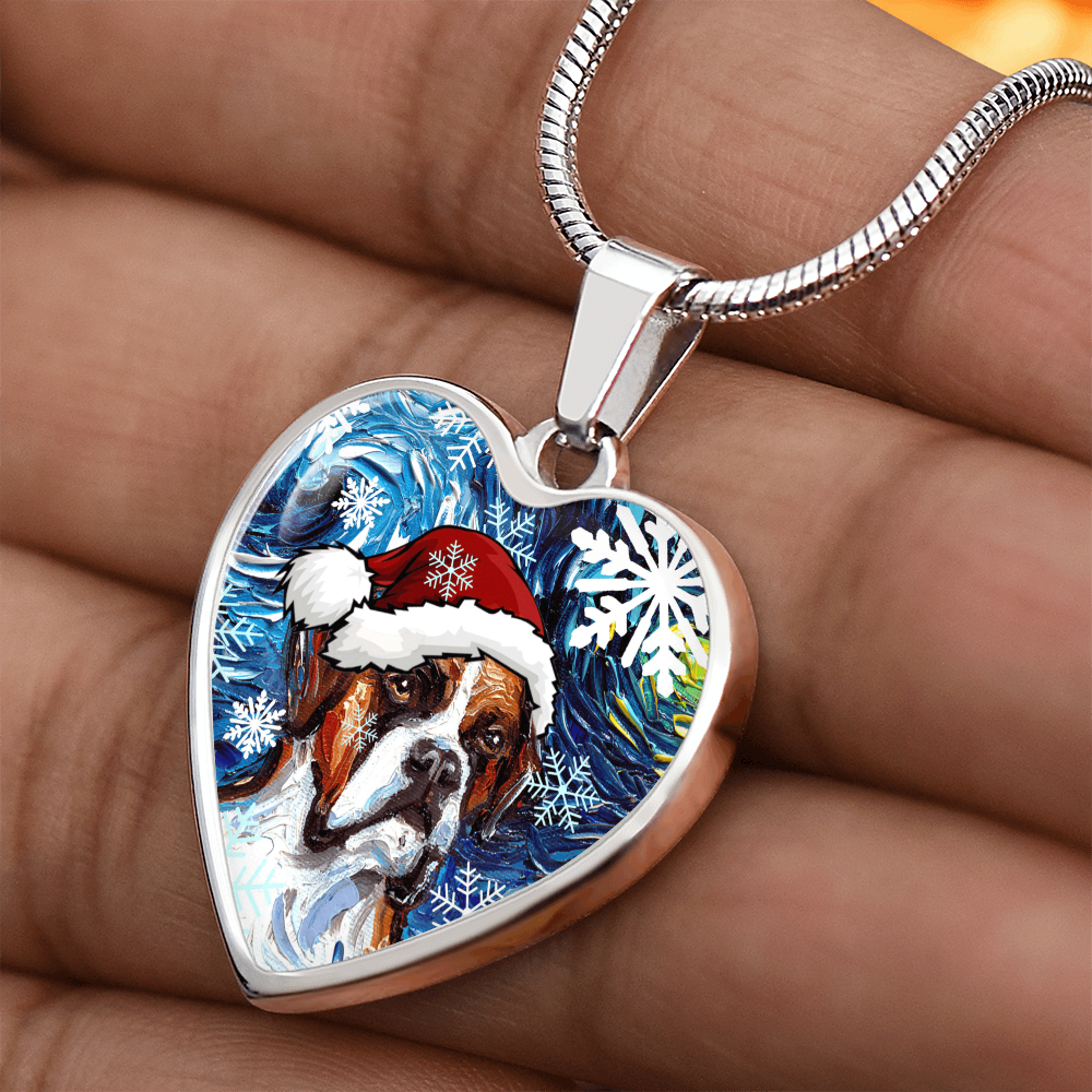 Boxer Christmas Heart Necklace
