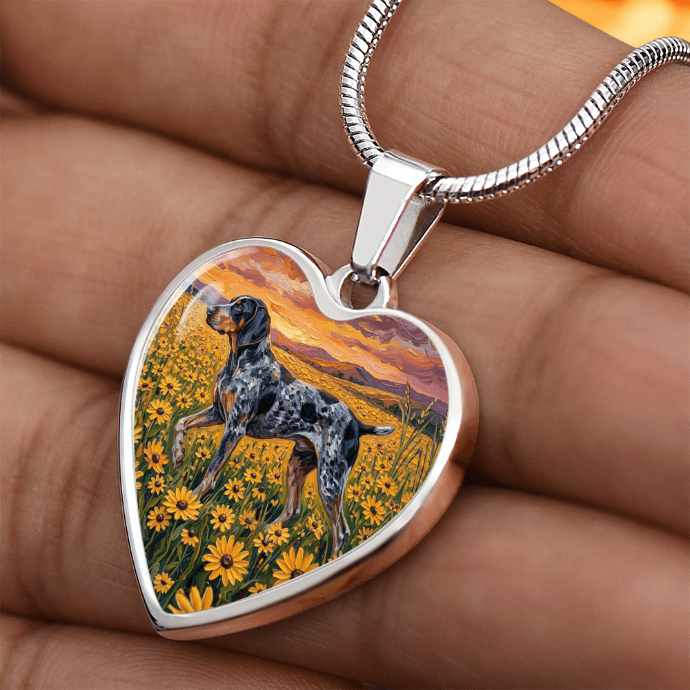 Amongst The Flowers - Blue Tick Coonhound Heart Necklace