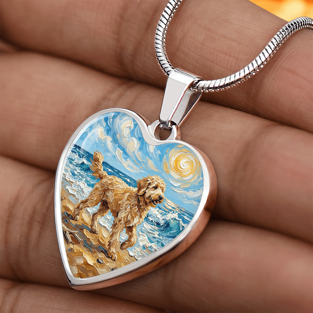Beach Day - Goldendoodle Heart Necklace