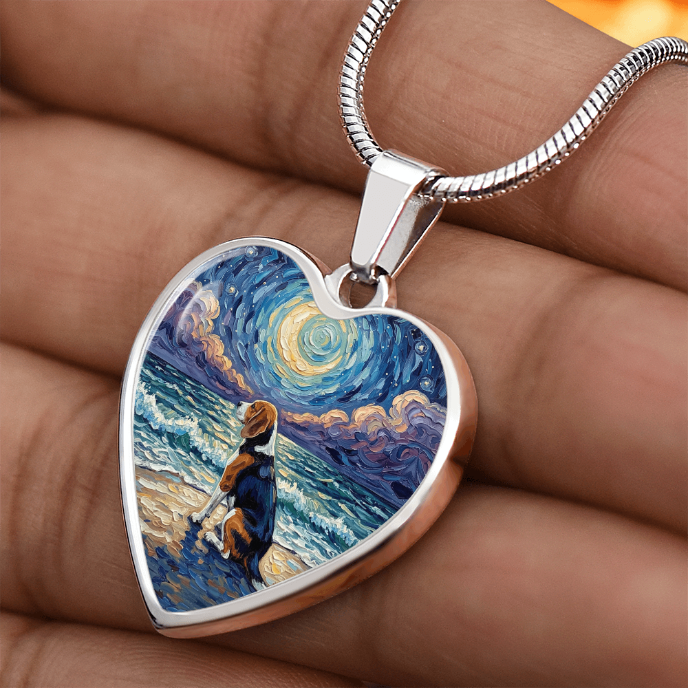 Beach Night - Beagle Heart Necklace