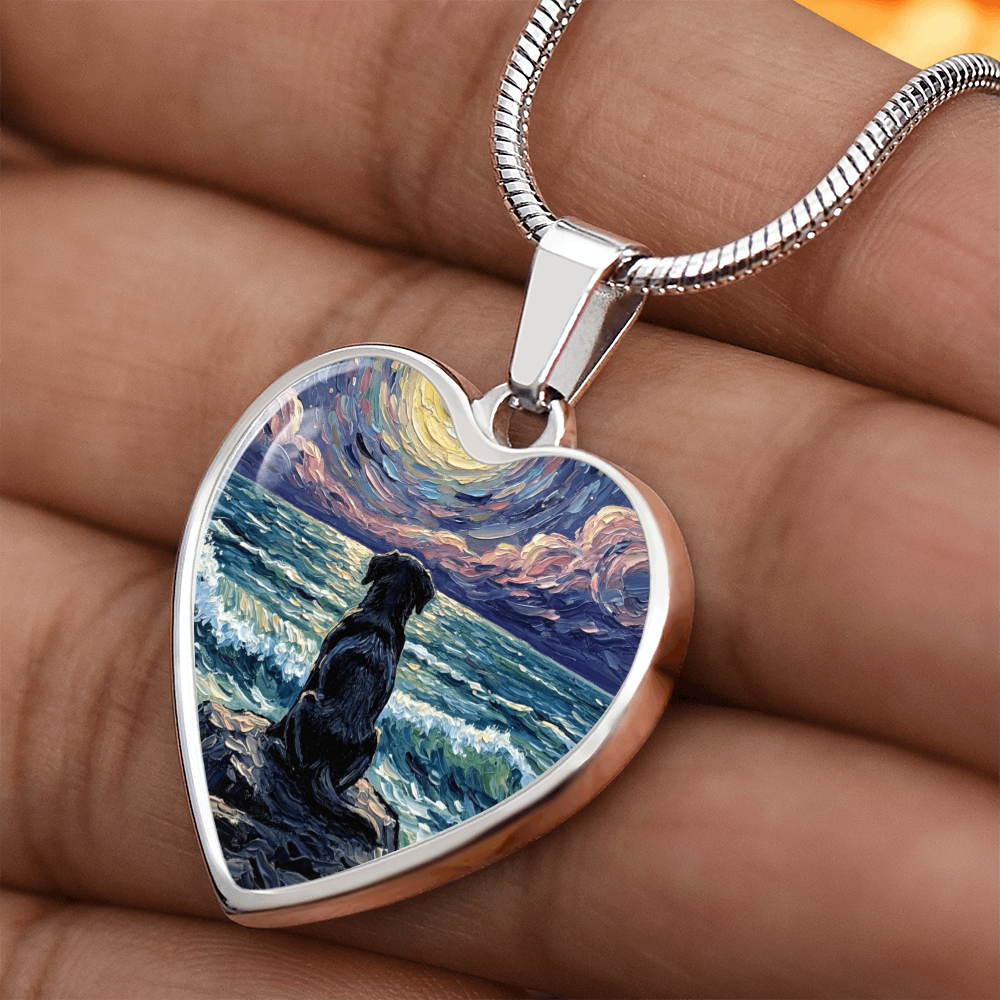 Beach Night - Black Labrador Heart Necklace