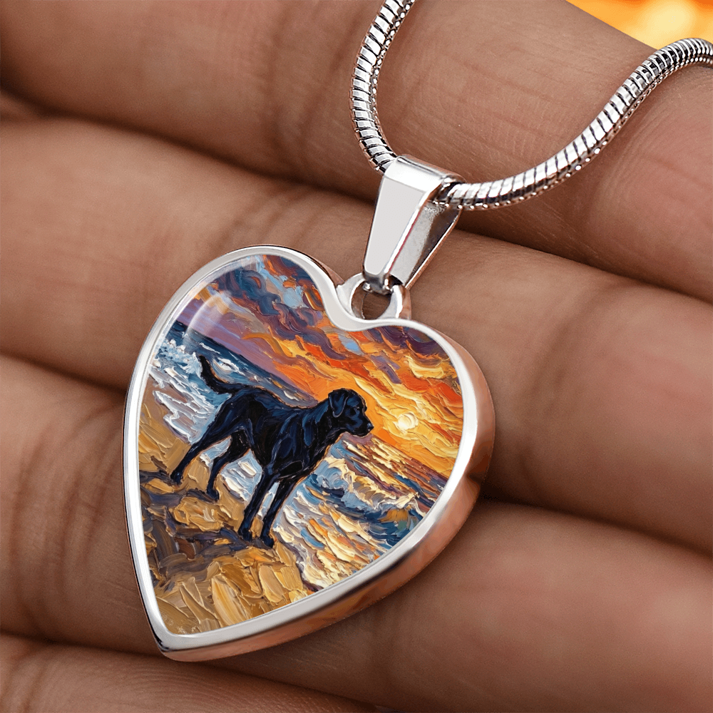 Summer Sunset - Black Labrador Heart Necklace