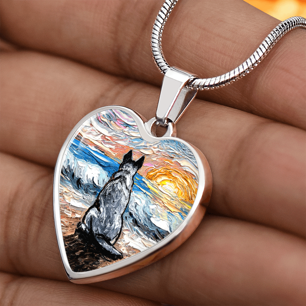 Beach Days - Blue Heeler Heart Necklace