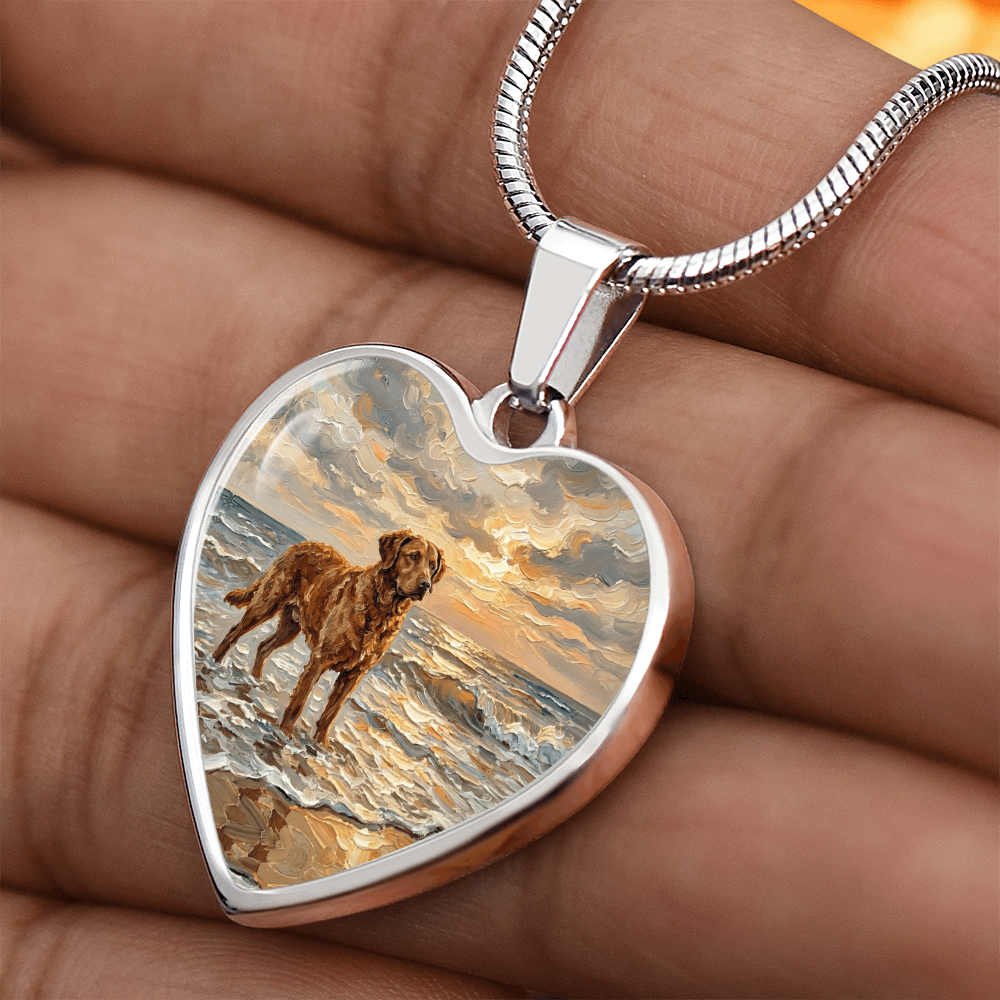 Beach Day - Chesapeake Bay Retriever Heart Necklace