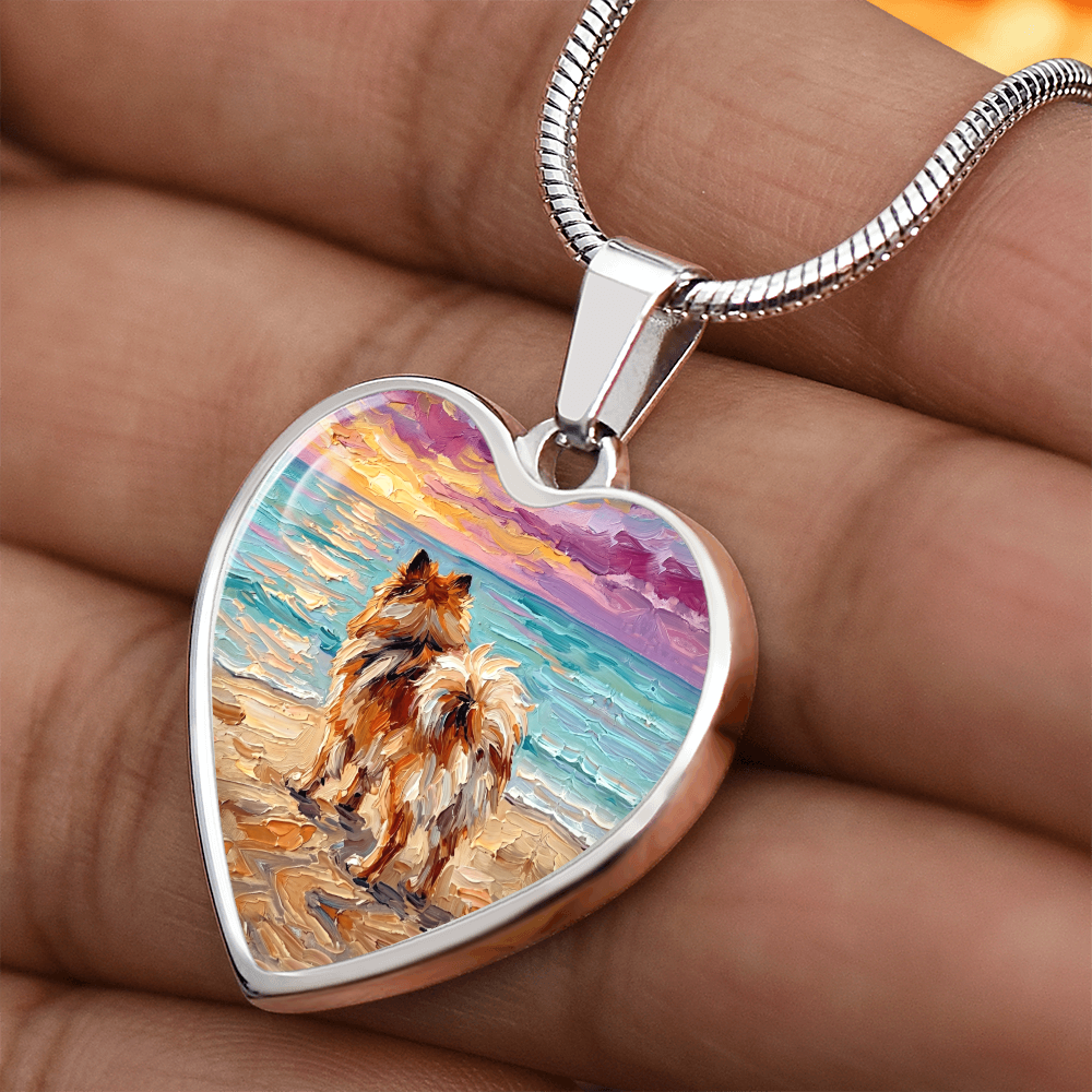 Summer Sunset - Pomeranian Heart Necklace