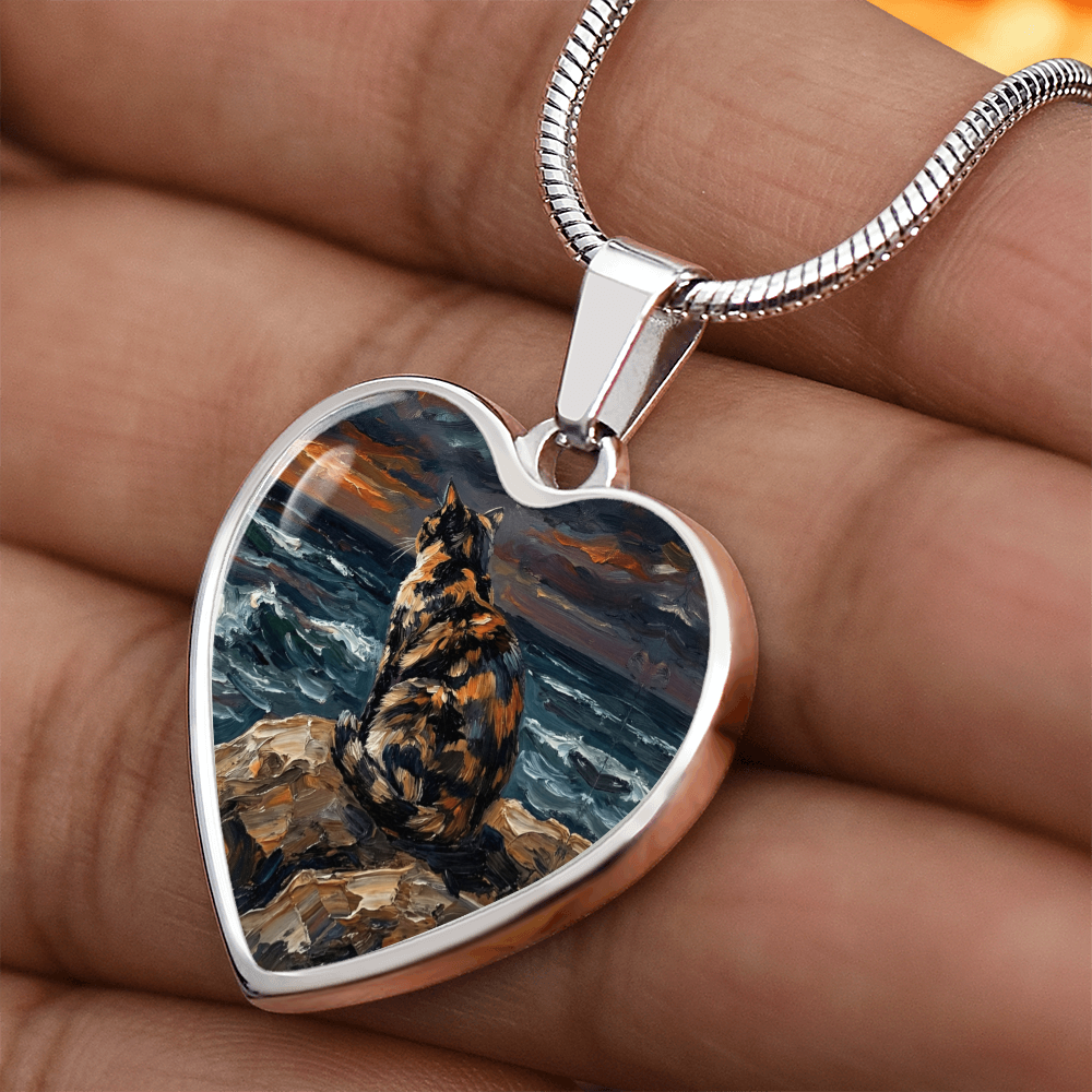Beach Night - Tortie Heart Necklace