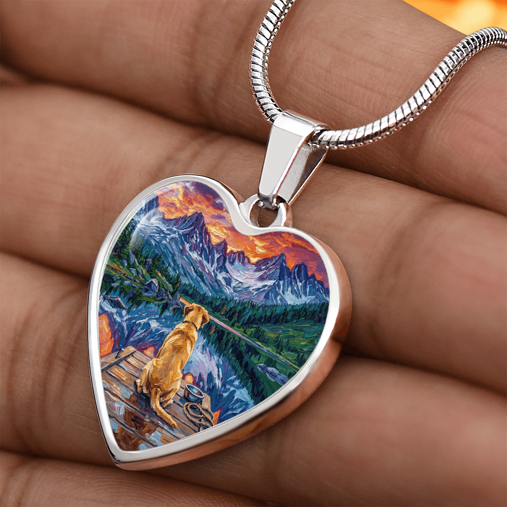 On The Dock - Yellow Labrador Heart Necklace