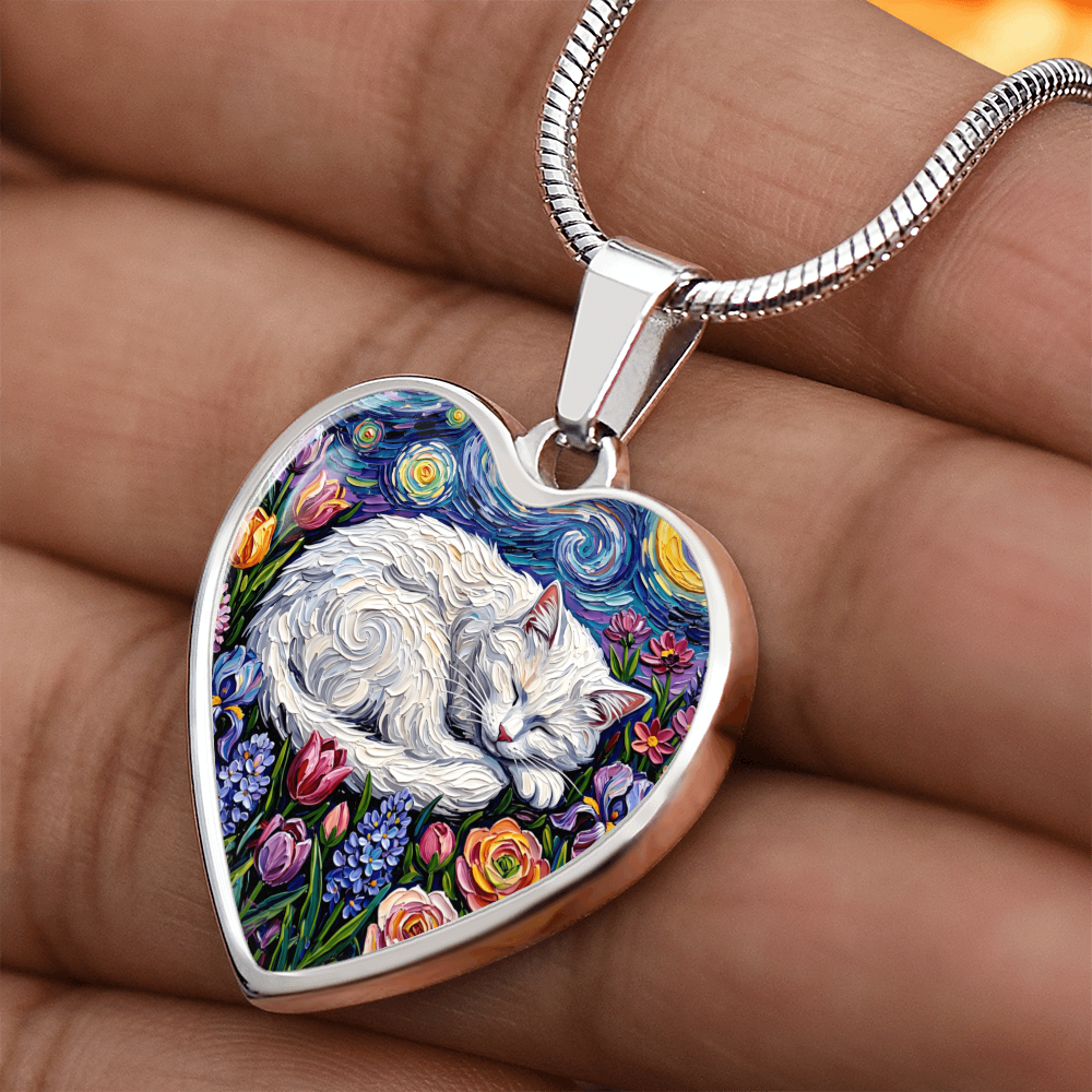 Amongst The Flowers - White Cat Heart