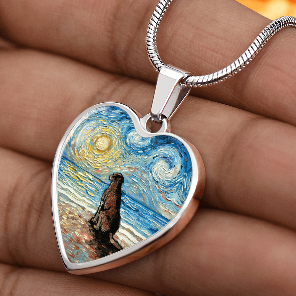 Beach Days - Chocolate Lab Starry Night Heart Necklace