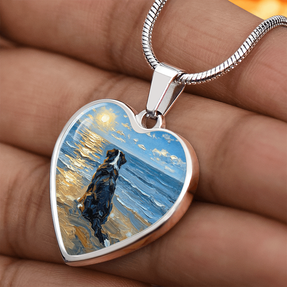Beach Day - Bernese Mountain Dog Heart Necklace